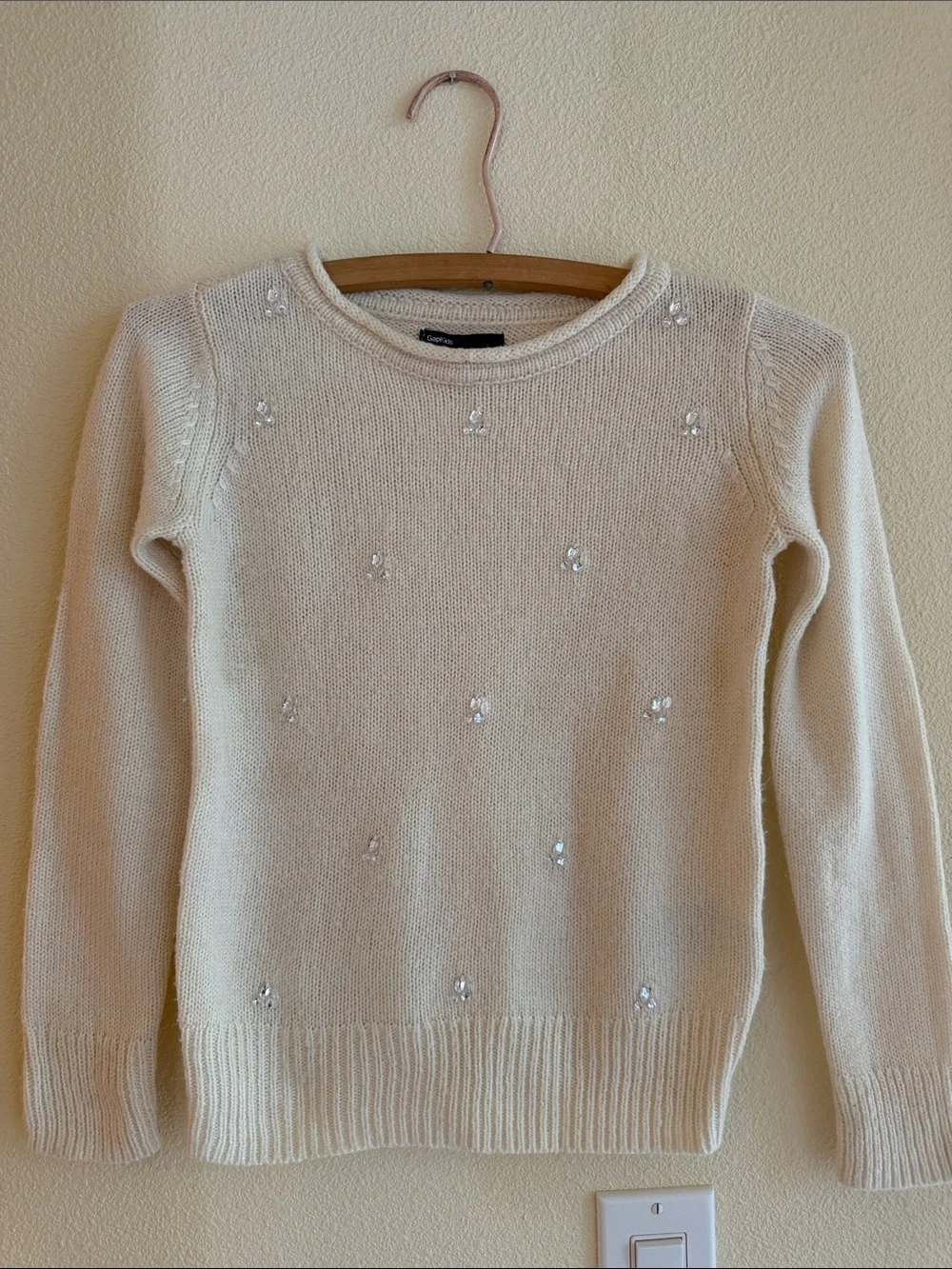 GAP kids Cream Sweater with Crystal Embellishments Size 8